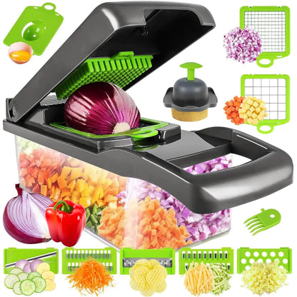 Coupe-Légumes 12 en 1 – Tranche, Râpe