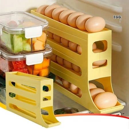 Porte-Œufs Roulant Automatique pour Réfrigérateur – Grande Capacité & Gain de Place
