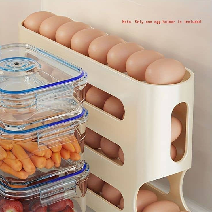 Porte-Œufs Roulant Automatique pour Réfrigérateur – Grande Capacité & Gain de Place
